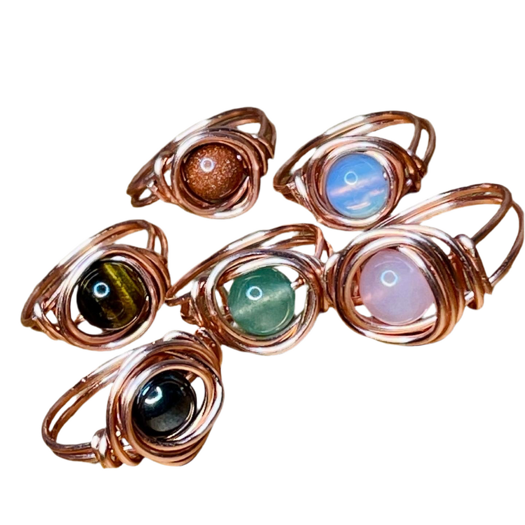 Copper gemstone rings