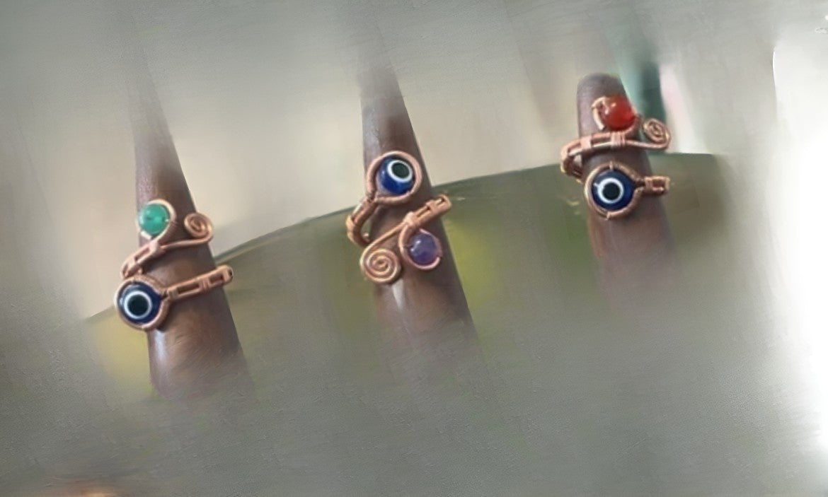 Copper Evil Eye Adjustable Rings – Choke Ah Bead