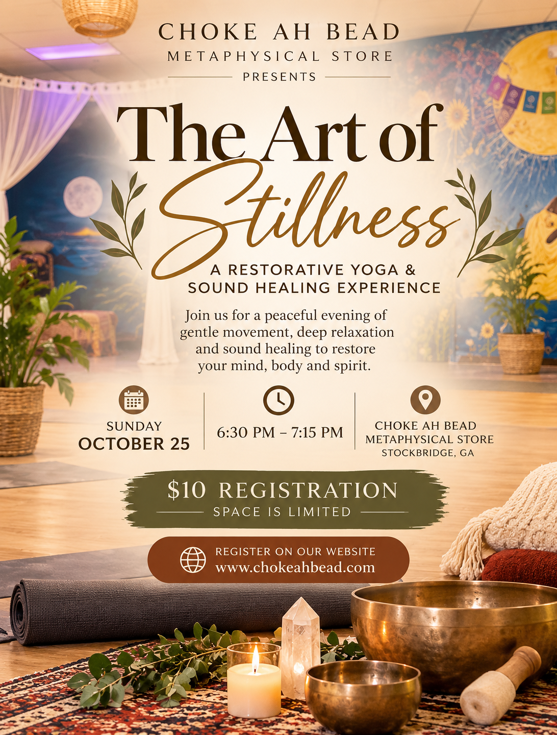 October -The Art of Stillness A Restorative Yoga & Sound Healing Experience