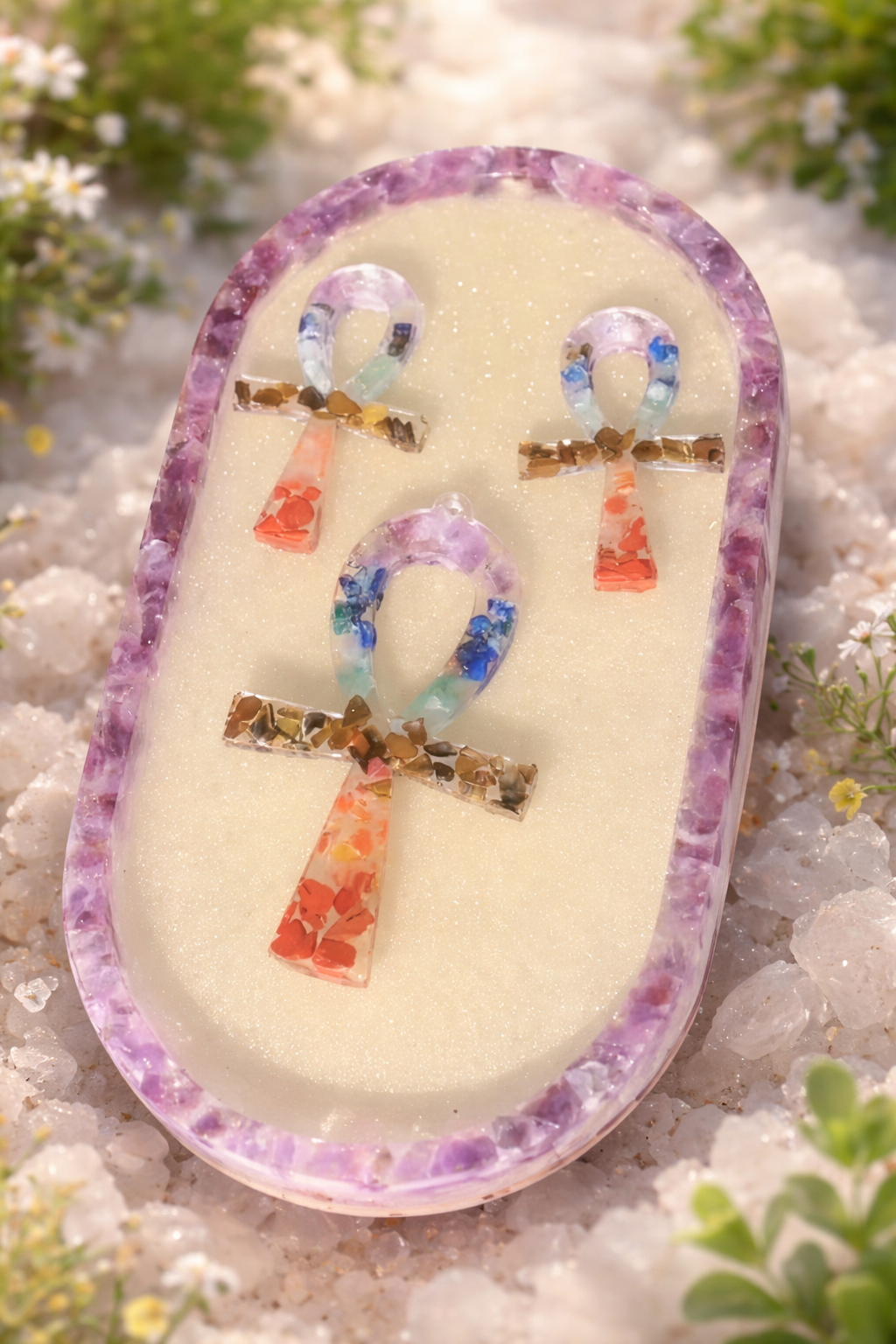 You choose the crystal! Sacred Ankh Jewelry Set – Earrings & Necklace