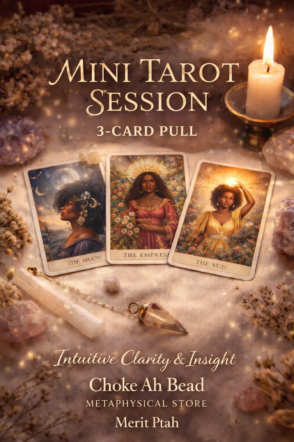 Random Tarot Pull Virtual- Mini Tarot Session — 3-Card Pull – Choke Ah Bead