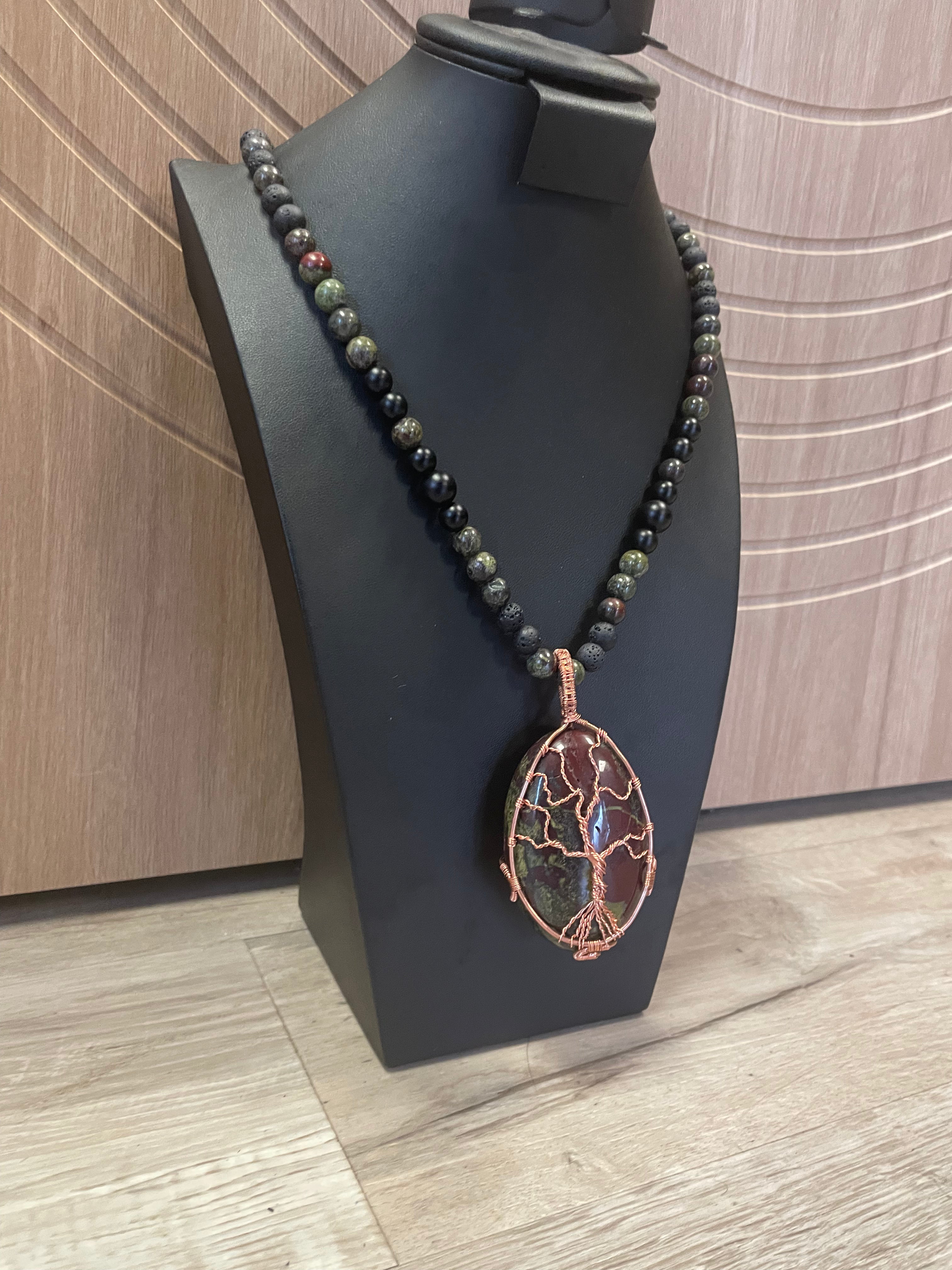 Tree of life dragons blood stone pendant