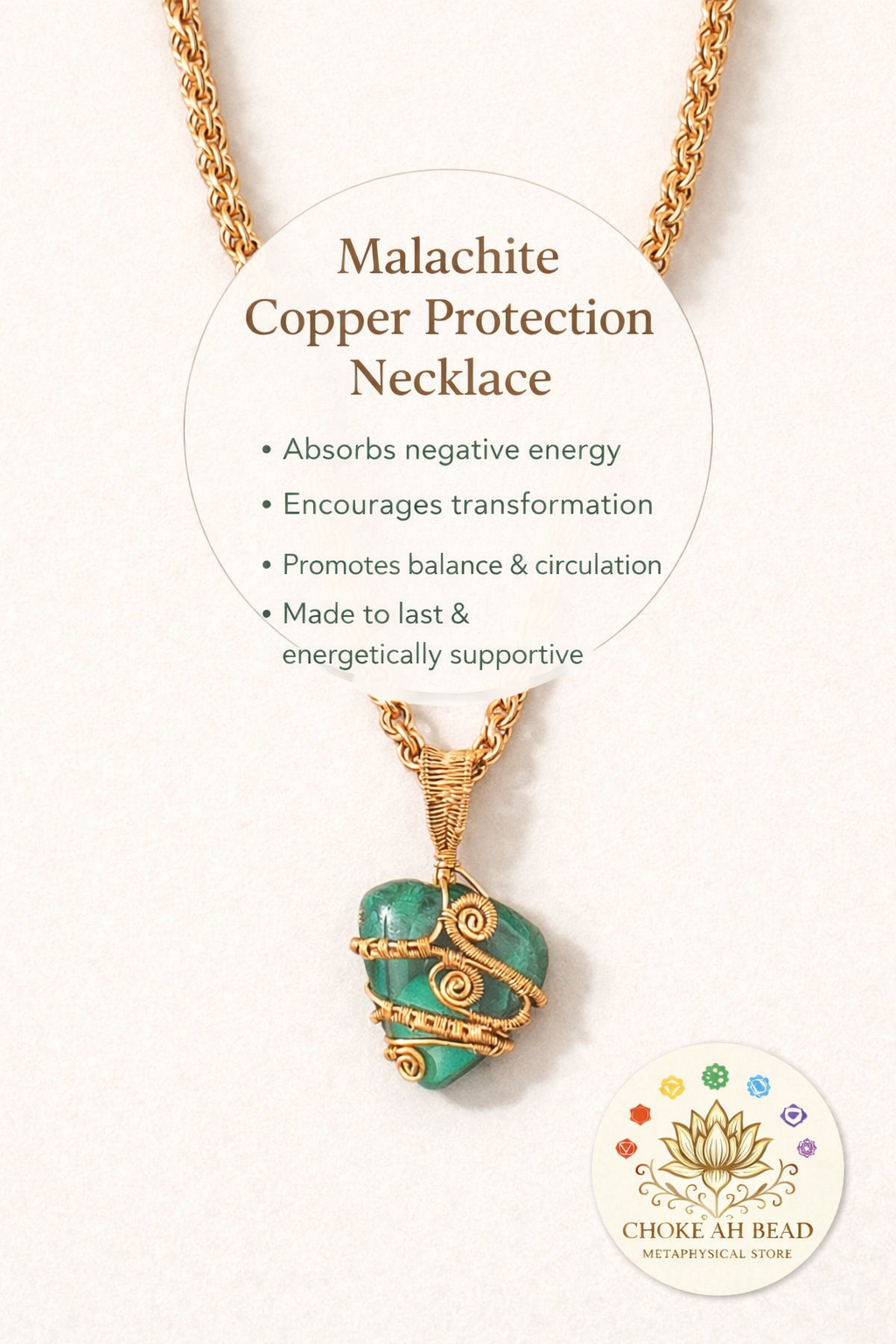 Malachite Copper Protection Necklace