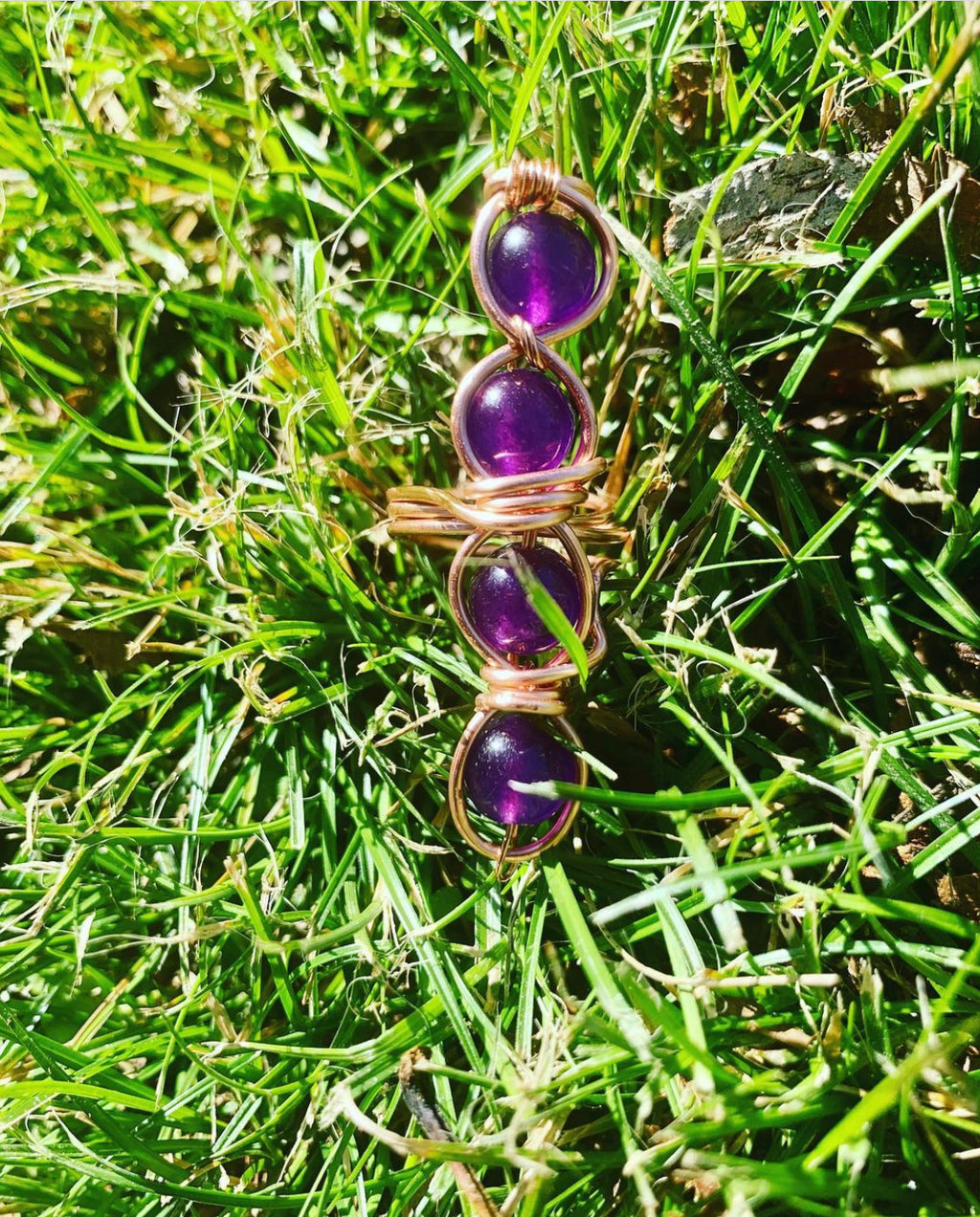 Copper 4 crystal stack ring 💜